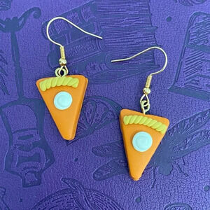 Handmade Clay Polymer Fall Autumn Pumpkin Pie Drop Earrings NEW